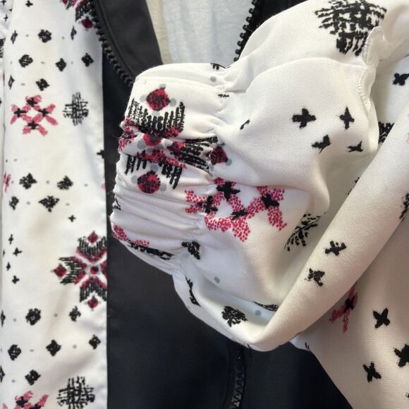 Vintage Wilson Women’s Windbreaker Jacket M White Black Pattern Retro 90s - Picture 11 of 12